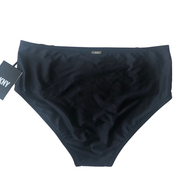 DKNY Retail $58 Black Seamed High-Waist Bikini Swim Bottoms Size Large - Picture 3 of 4